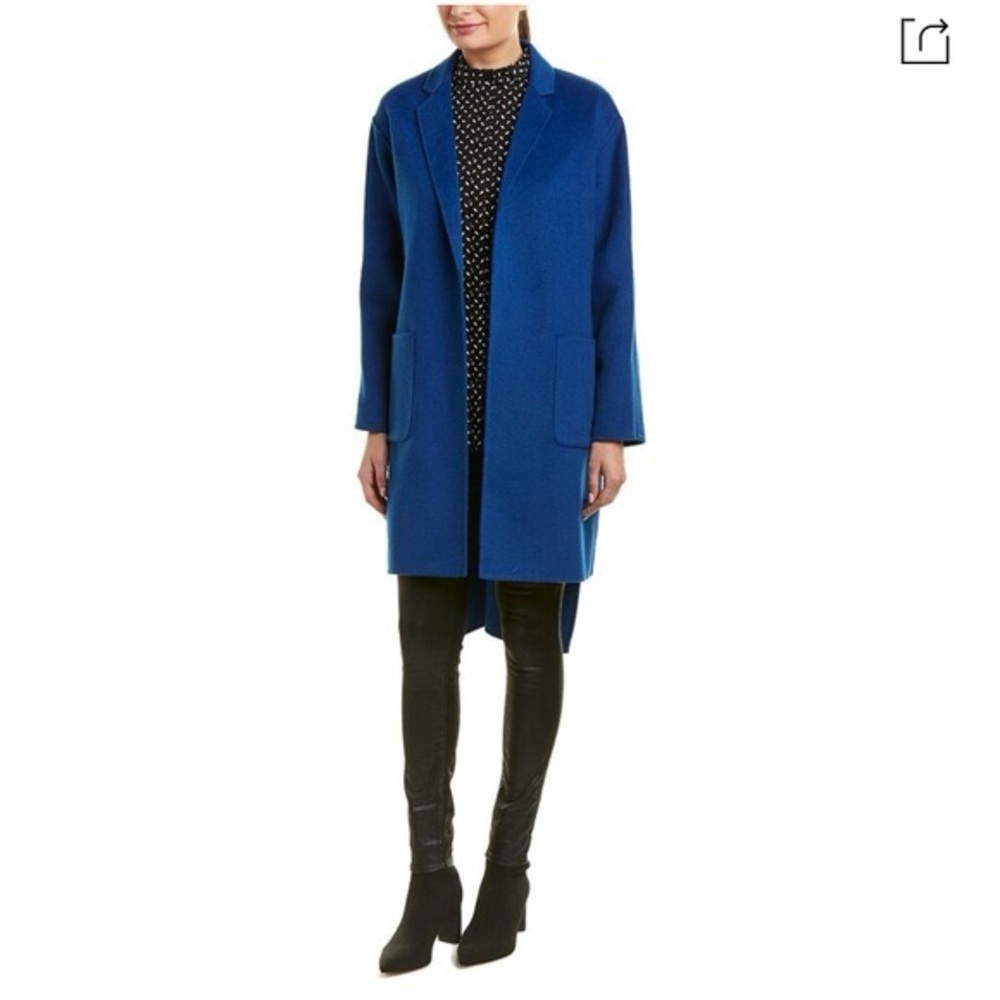 DVF Blue Wool Blend Cape Coat
